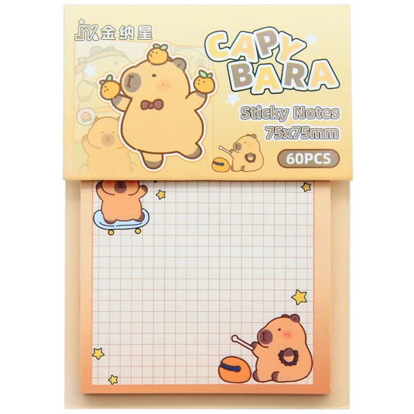  Giấy Ghi Chú Capybara - 75 x 75 mm - A10-5 (60 Tờ) - Mẫu 2